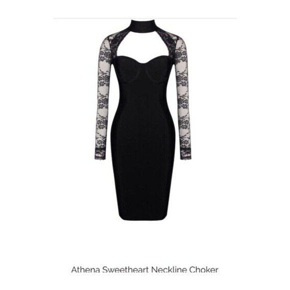 NEW DESIGNER BLACK LACE LONG SLEEVE CLASSIC BANDAGE DRESS SWEETHEART NECK SIZE L - Picture 2 of 16